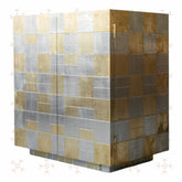 Magpie Bar Cabinet | Brass - Silver Metal Bar Unit